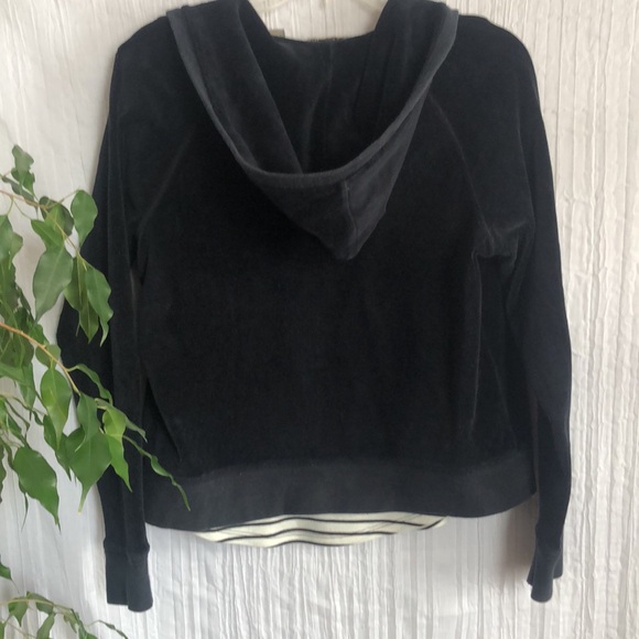 LOFT & KATE HILL Size PS black zip up hoodie & nautical cream & navy stripes top - Picture 4 of 12